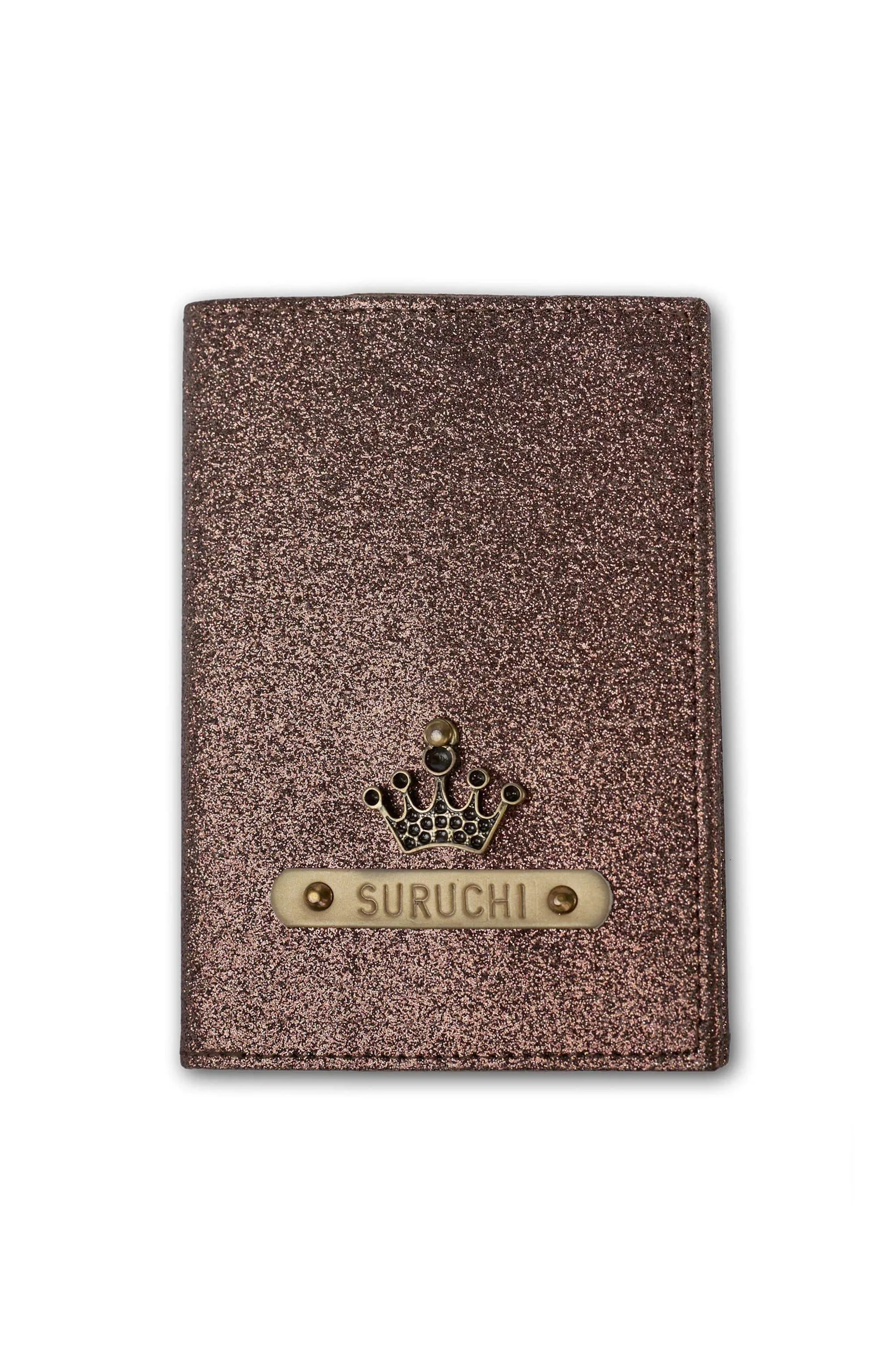Personalized Passport Cover - Rust Glitter