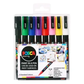 Posca PC - 3M Fine Bullet Tip - Wallet of 8 Standard Colours