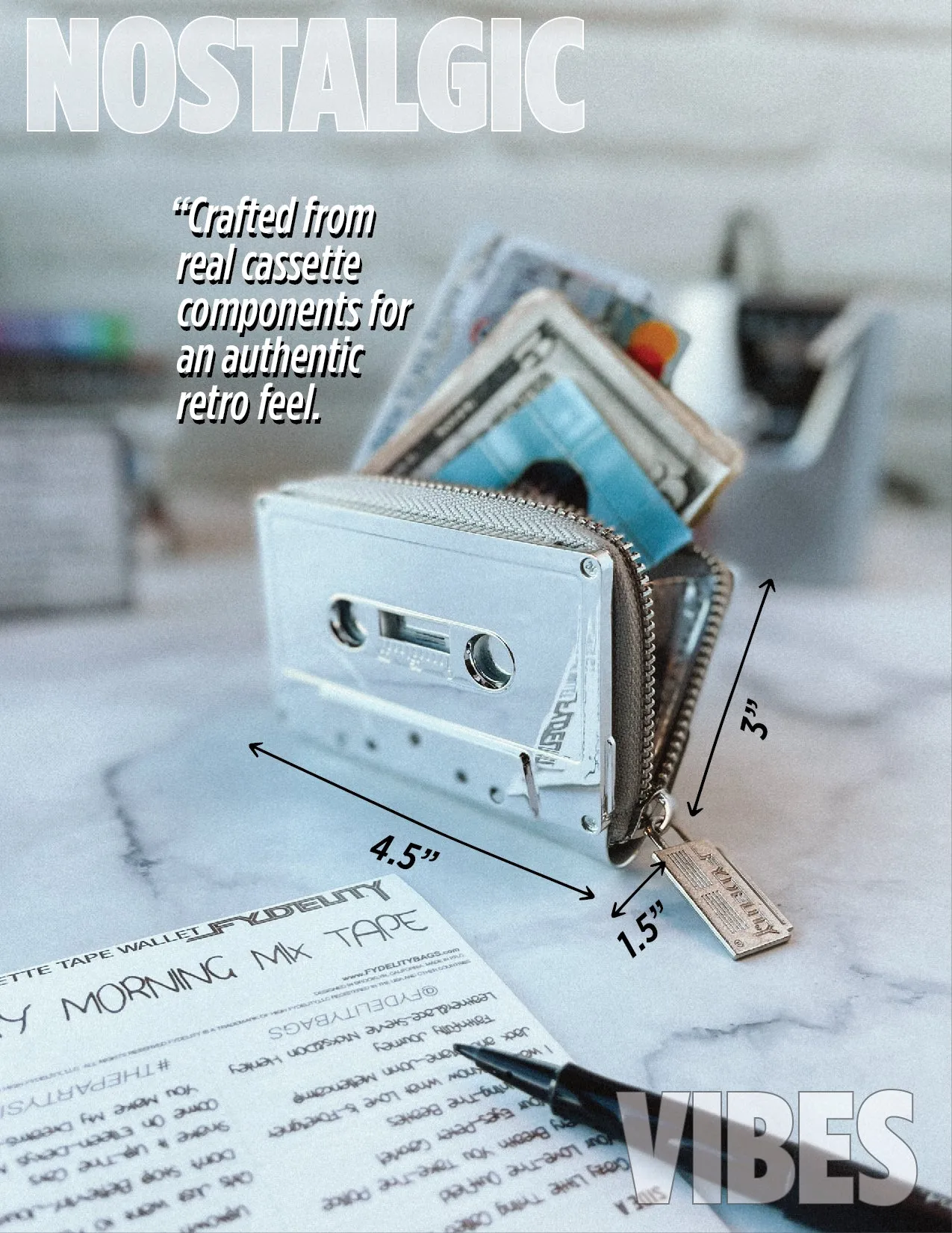 Retro Cassette Wallet | Silver Chrome