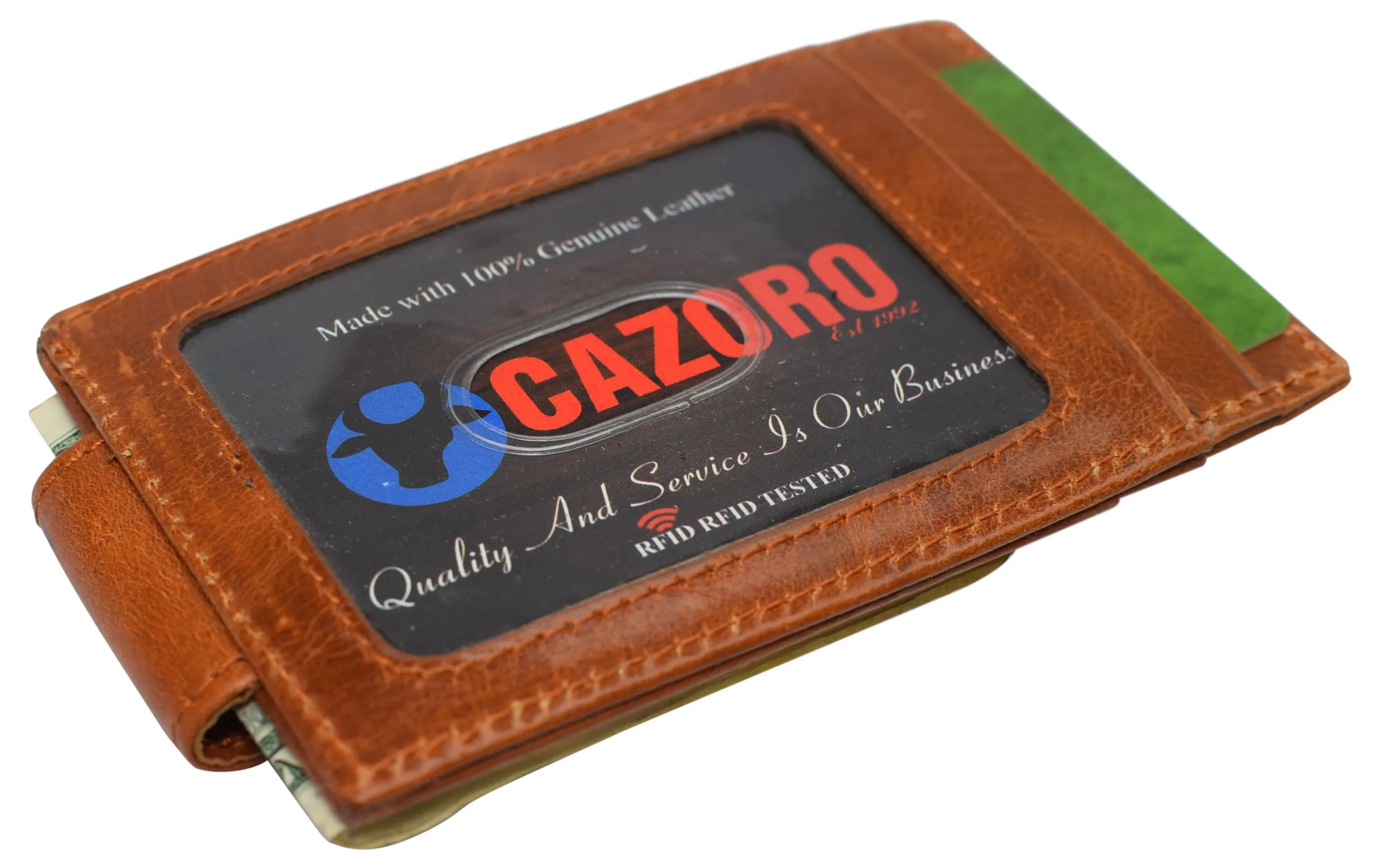 RFID Blocking Front Pocket Money Clip Vintage Leather Strong Magnetic Slim Wallet