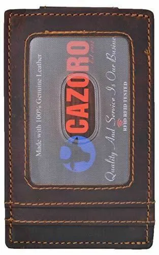 RFID Blocking Front Pocket Money Clip Vintage Leather Strong Magnetic Slim Wallet