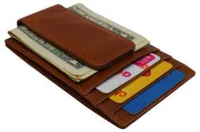 RFID Blocking Front Pocket Money Clip Vintage Leather Strong Magnetic Slim Wallet
