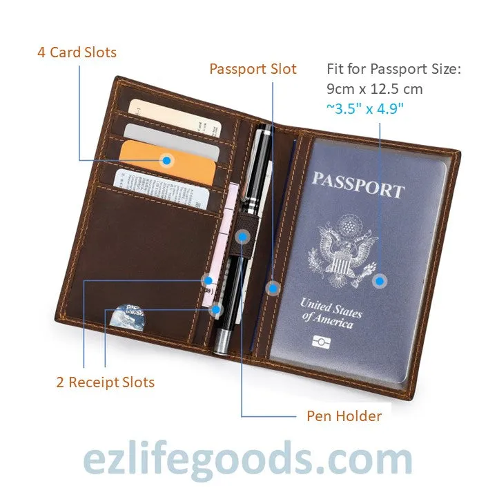 Rfid Protected Wallet| Passport Cover & Cardholder Wallet|Leather Passport Holder Travel Wallet