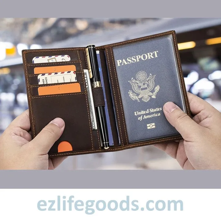 Rfid Protected Wallet| Passport Cover & Cardholder Wallet|Leather Passport Holder Travel Wallet