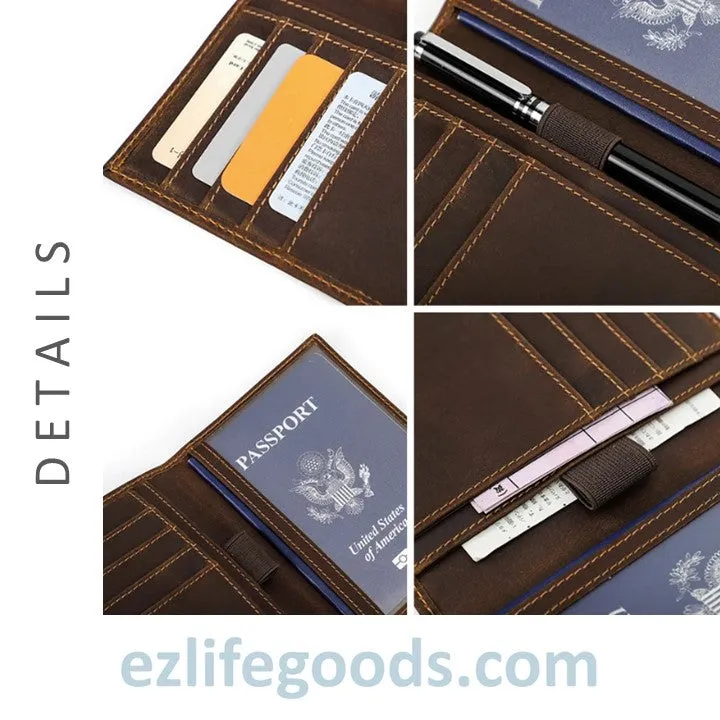 Rfid Protected Wallet| Passport Cover & Cardholder Wallet|Leather Passport Holder Travel Wallet