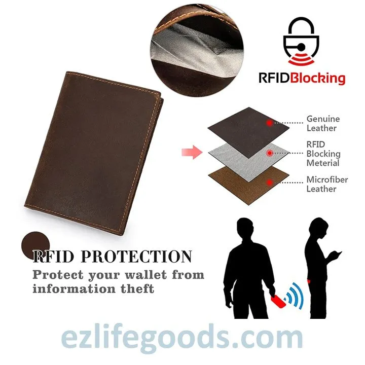 Rfid Protected Wallet| Passport Cover & Cardholder Wallet|Leather Passport Holder Travel Wallet