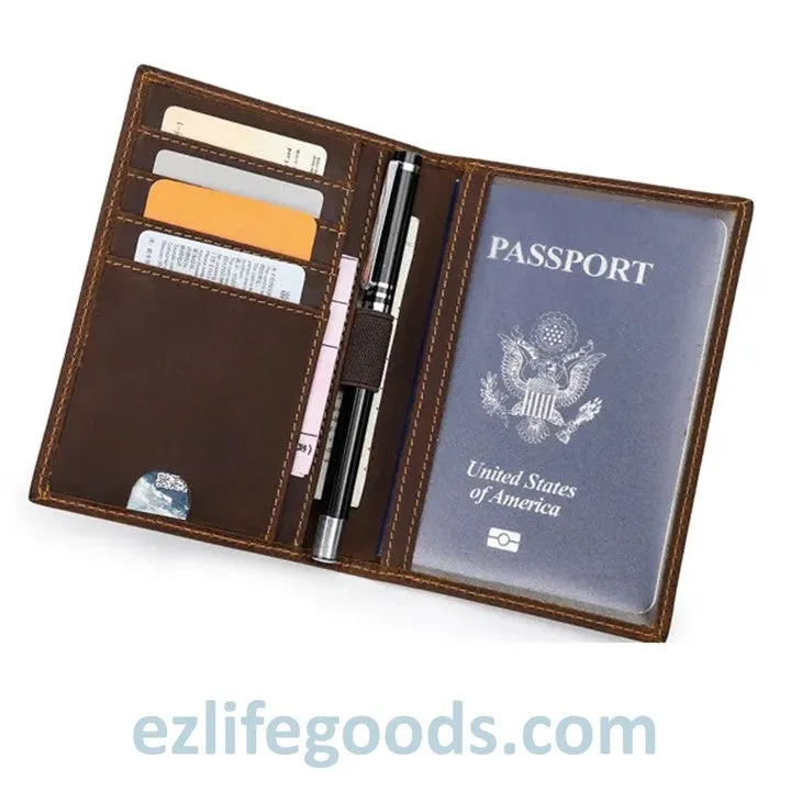 Rfid Protected Wallet| Passport Cover & Cardholder Wallet|Leather Passport Holder Travel Wallet