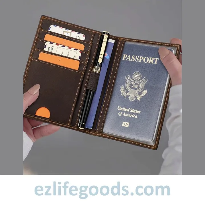 Rfid Protected Wallet| Passport Cover & Cardholder Wallet|Leather Passport Holder Travel Wallet