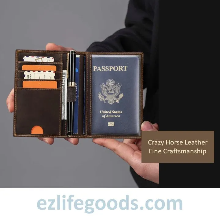 Rfid Protected Wallet| Passport Cover & Cardholder Wallet|Leather Passport Holder Travel Wallet