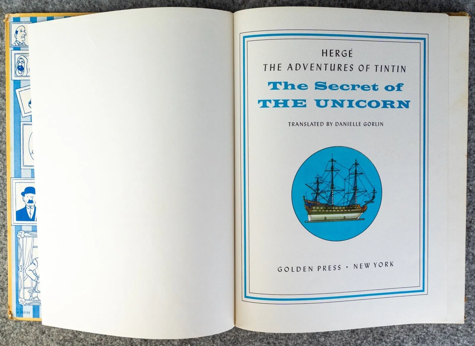 SECRET OF THE UNICORN Golden Press 1959 1st USA Edition Hardback Tintin book by Herge