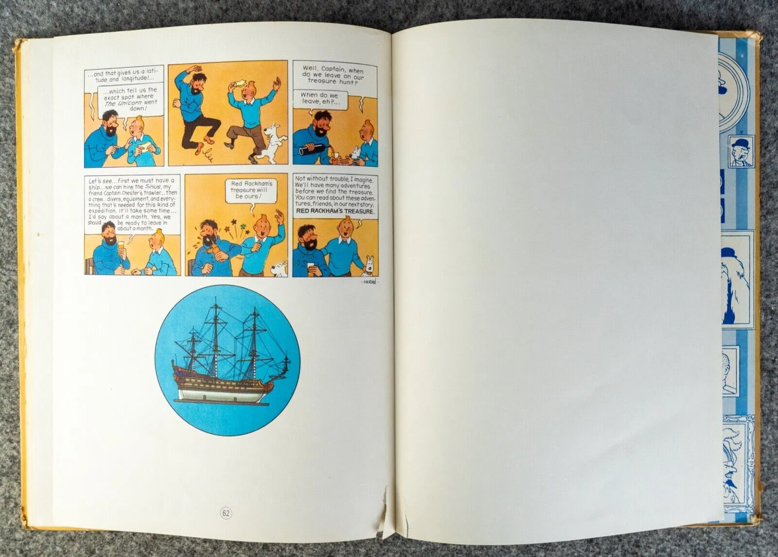 SECRET OF THE UNICORN Golden Press 1959 1st USA Edition Hardback Tintin book by Herge
