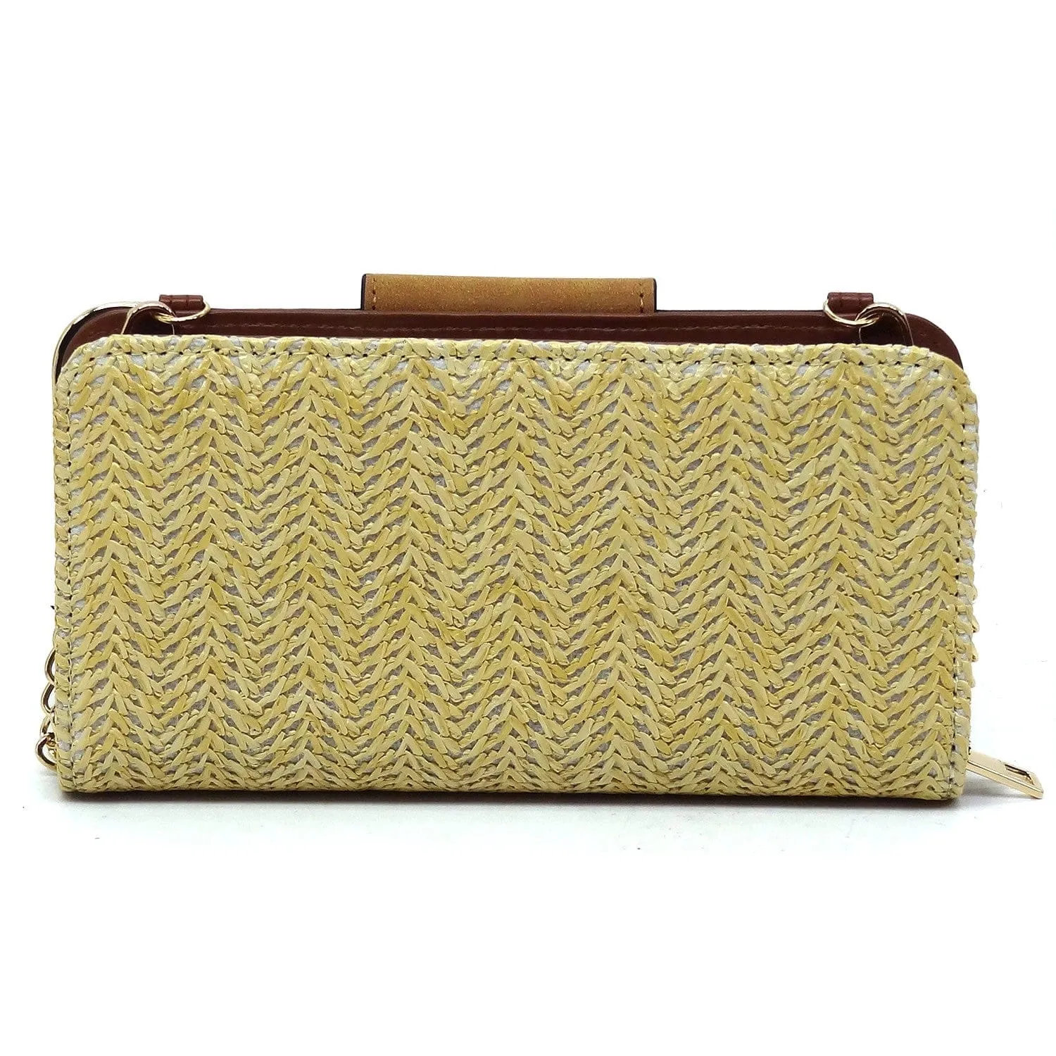 ST041 Lexi Straw Turn Lock Crossbody Wallet