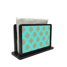 Tissue Holder Paper Napkin Stand - Mint & Orange Damask