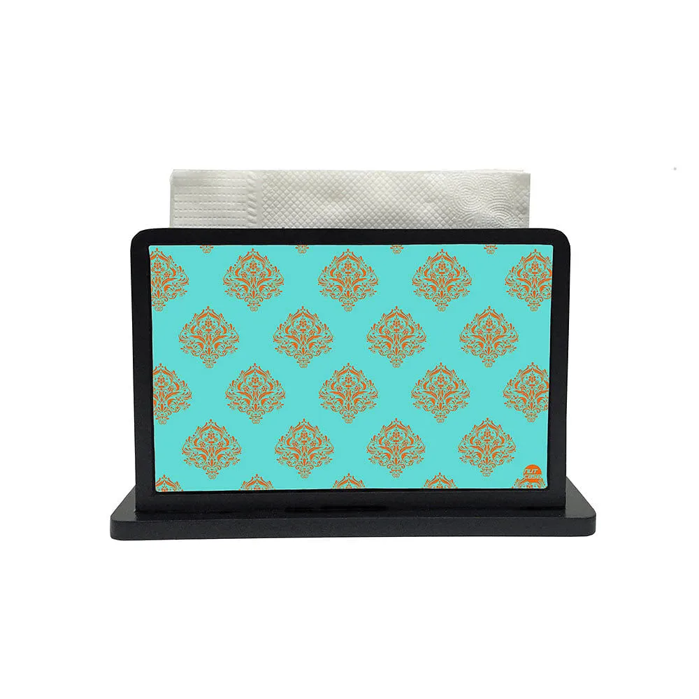 Tissue Holder Paper Napkin Stand - Mint & Orange Damask