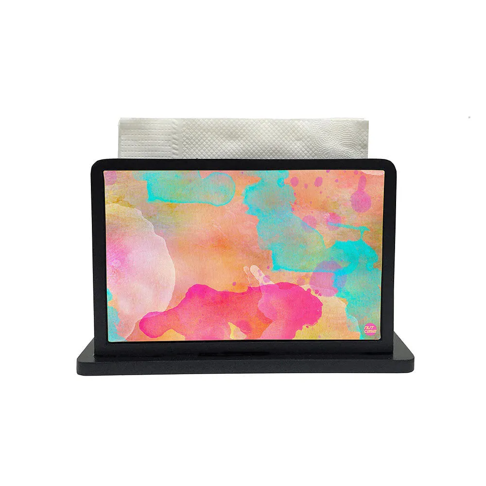 Tissue Holder Paper Napkin Stand - Pink And Orange Watercolor