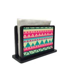 Tissue Holder Paper Napkin Stand -  Pink Tribal Aztec