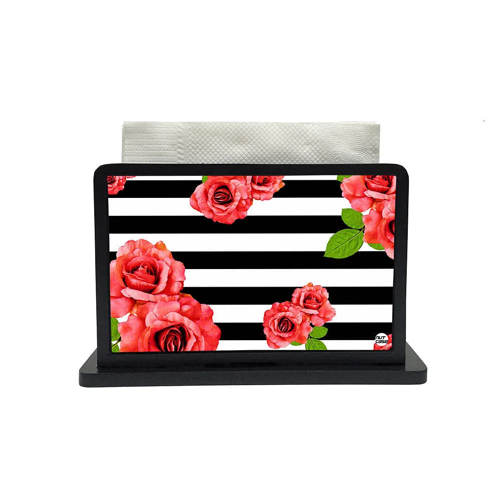Tissue Holder Paper Napkin Stand - Vintage Red Flowers