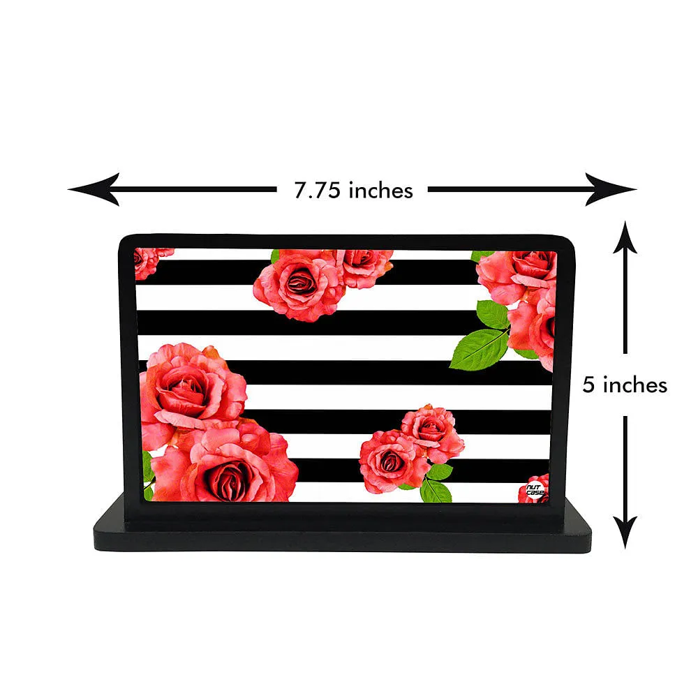 Tissue Holder Paper Napkin Stand - Vintage Red Flowers