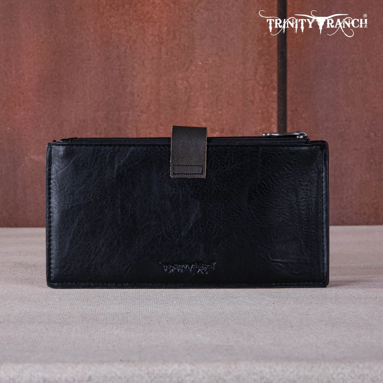 Trinity Ranch Genuine Hair-On Cowhide Tooled Bi-Fold Wallet/Card Organizer