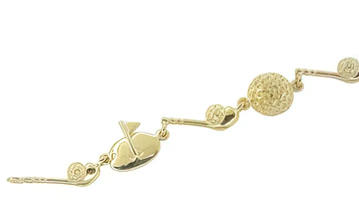 Vintage Golf Charm Bracelet in 14 Karat Yellow Gold