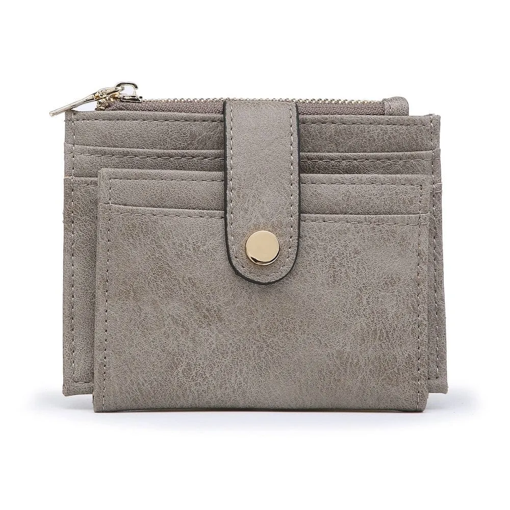 WL1904 Mini Snap Button Wallet & Cardholder w/ Zipper Pocket