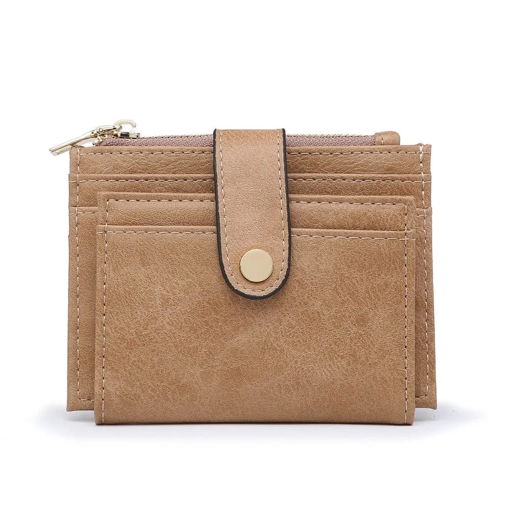 WL1904 Mini Snap Button Wallet & Cardholder w/ Zipper Pocket