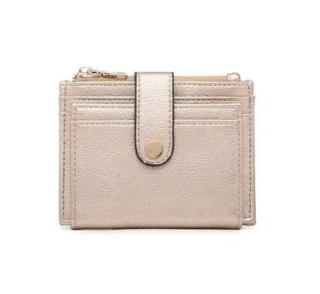 WL1904 Mini Snap Button Wallet & Cardholder w/ Zipper Pocket