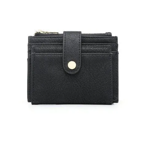 WL1904 Mini Snap Button Wallet & Cardholder w/ Zipper Pocket