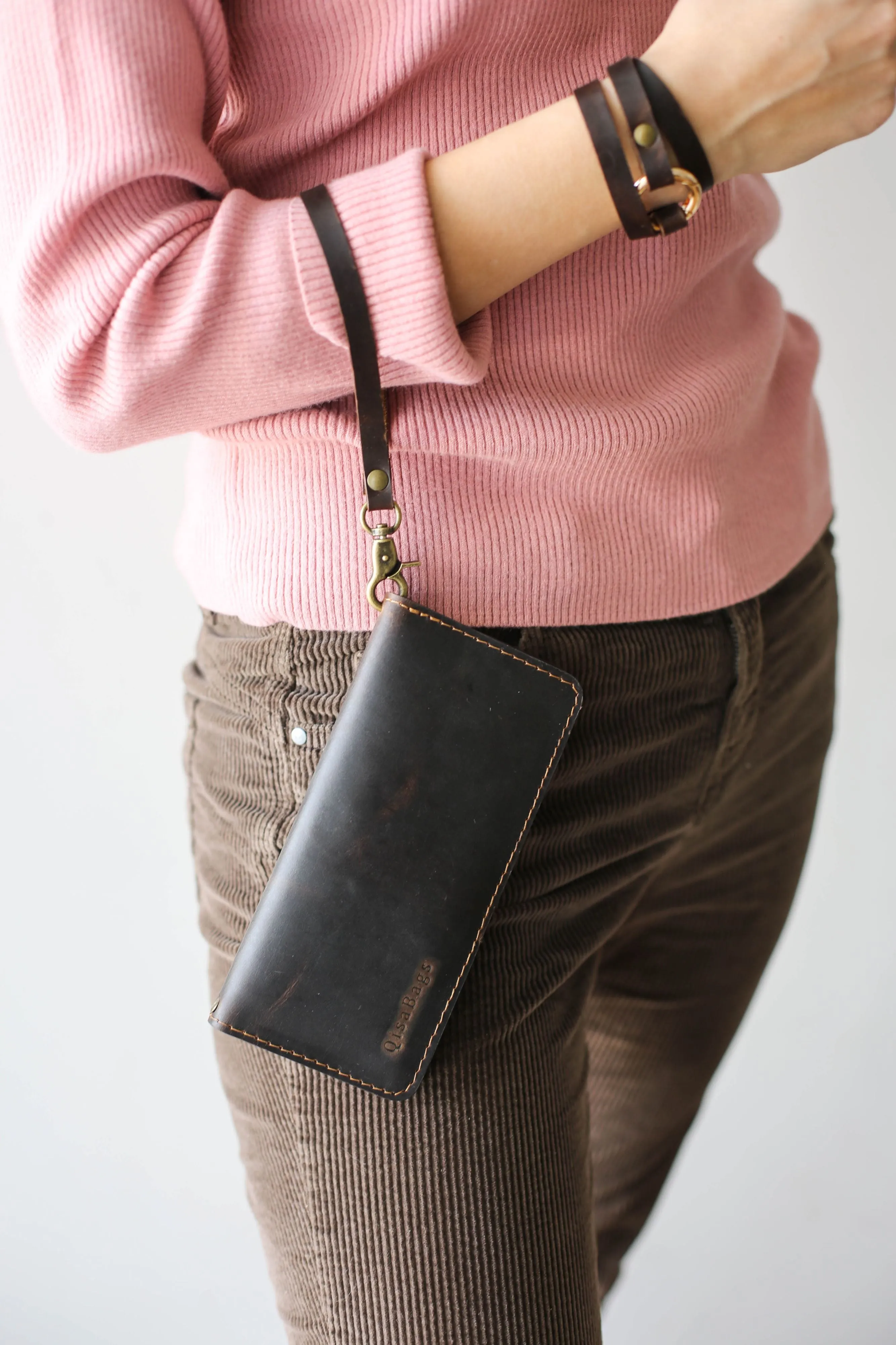 Women's Bifold Dark Brown Leather Wallet - N01