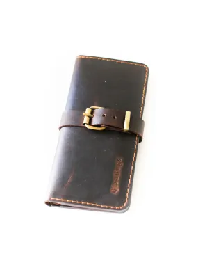 Women's Bifold Dark Brown Leather Wallet - N01