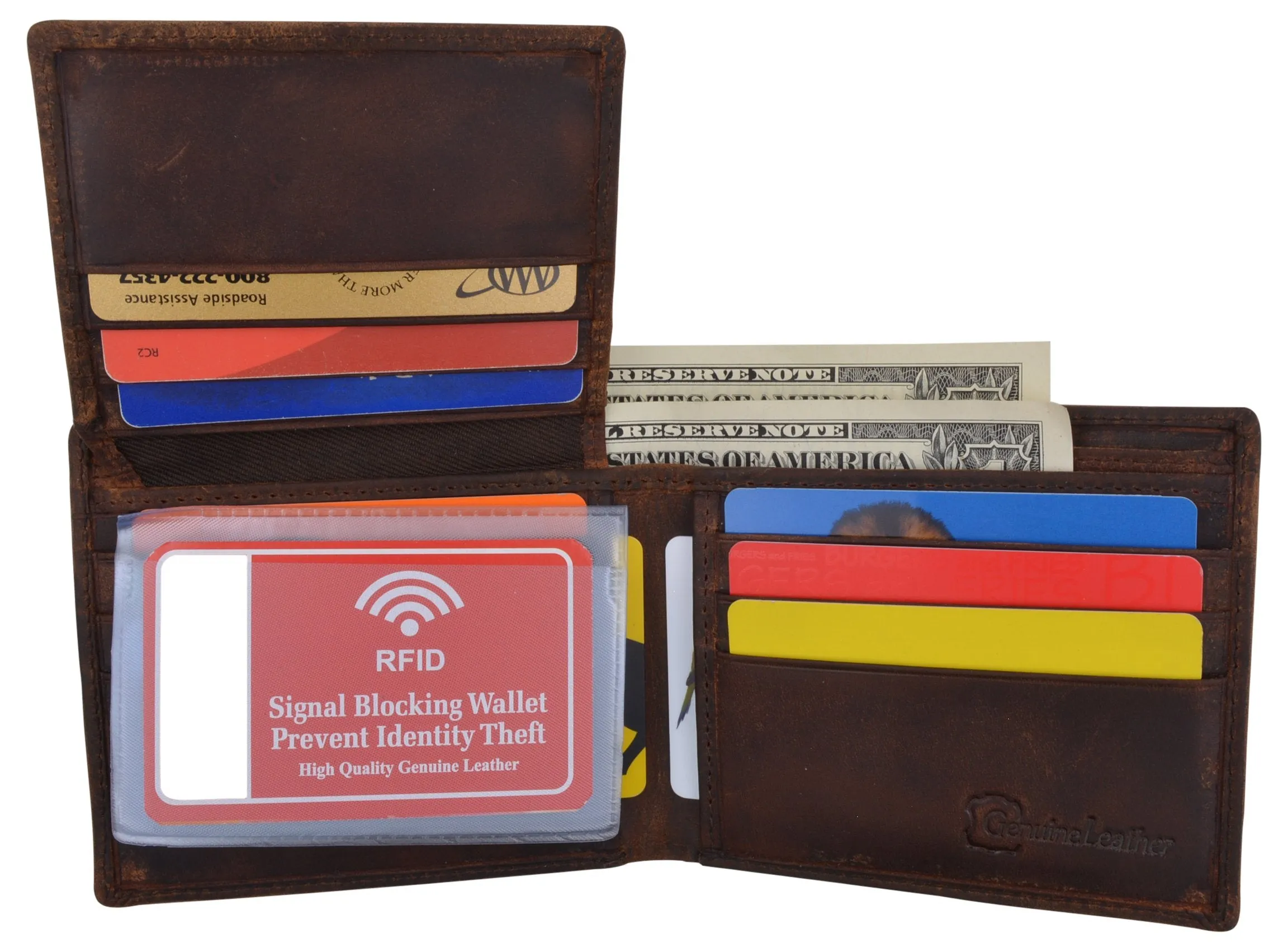 Ying Yang Bifold Genuine Leather Mens RFID Credit Card ID Wallet / 53HTC Ying Yang