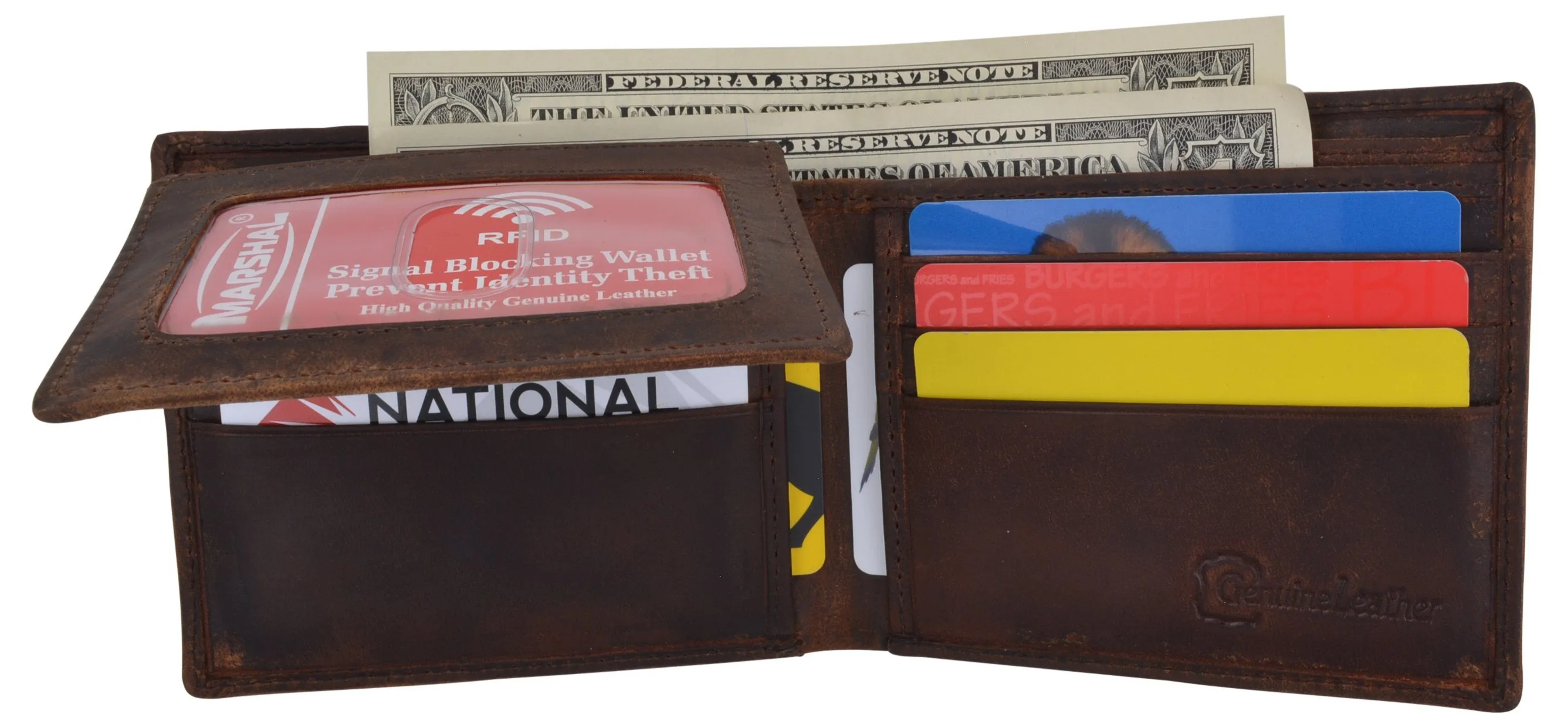 Ying Yang Bifold Genuine Leather Mens RFID Credit Card ID Wallet / 53HTC Ying Yang