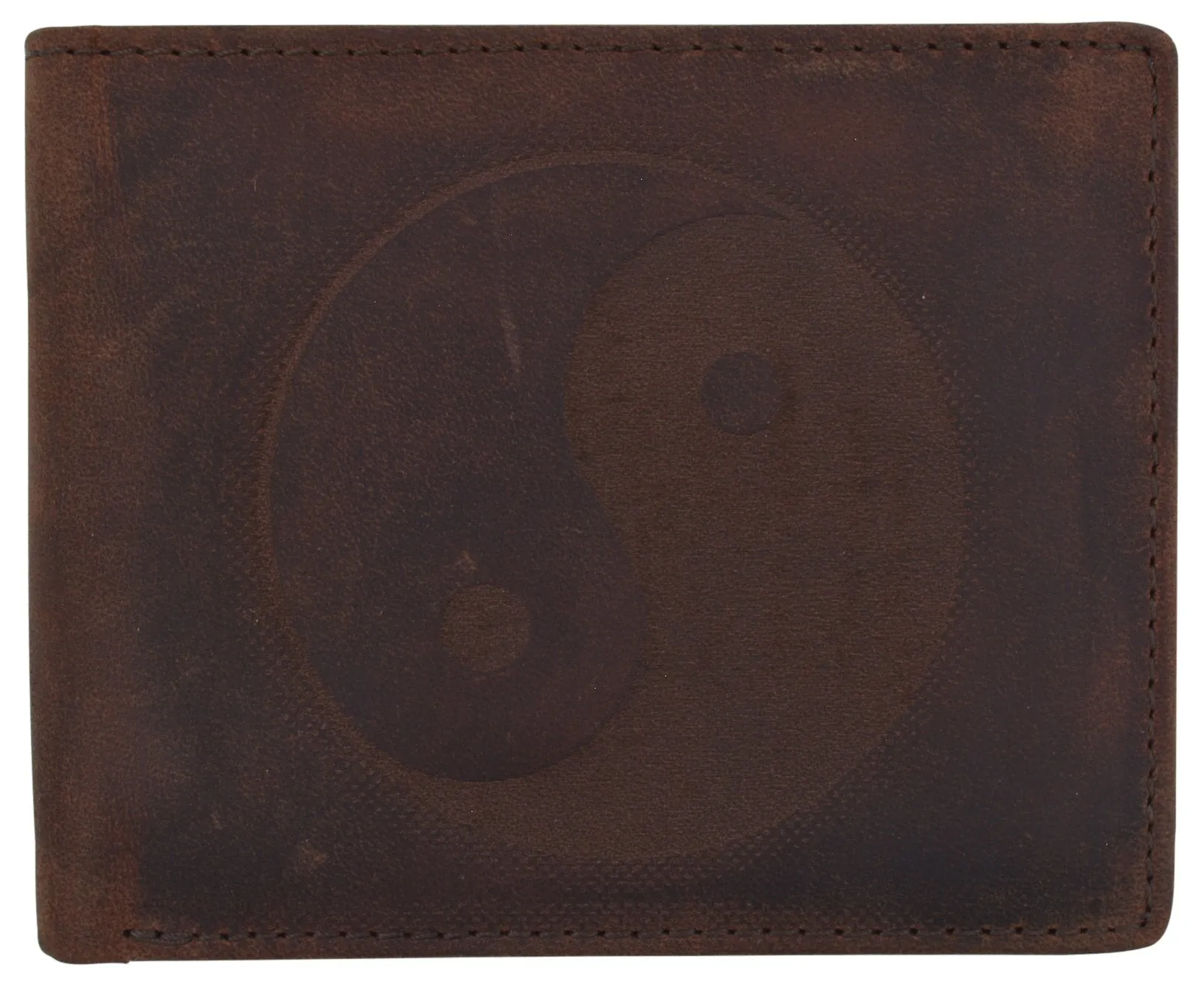 Ying Yang Bifold Genuine Leather Mens RFID Credit Card ID Wallet / 53HTC Ying Yang