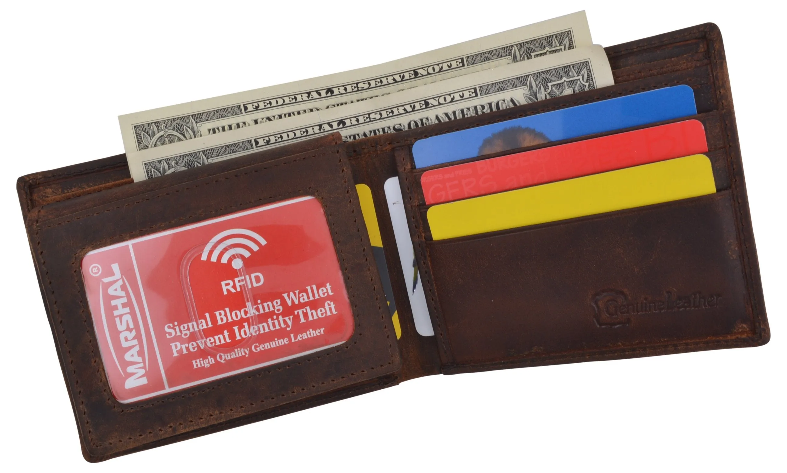 Ying Yang Bifold Genuine Leather Mens RFID Credit Card ID Wallet / 53HTC Ying Yang