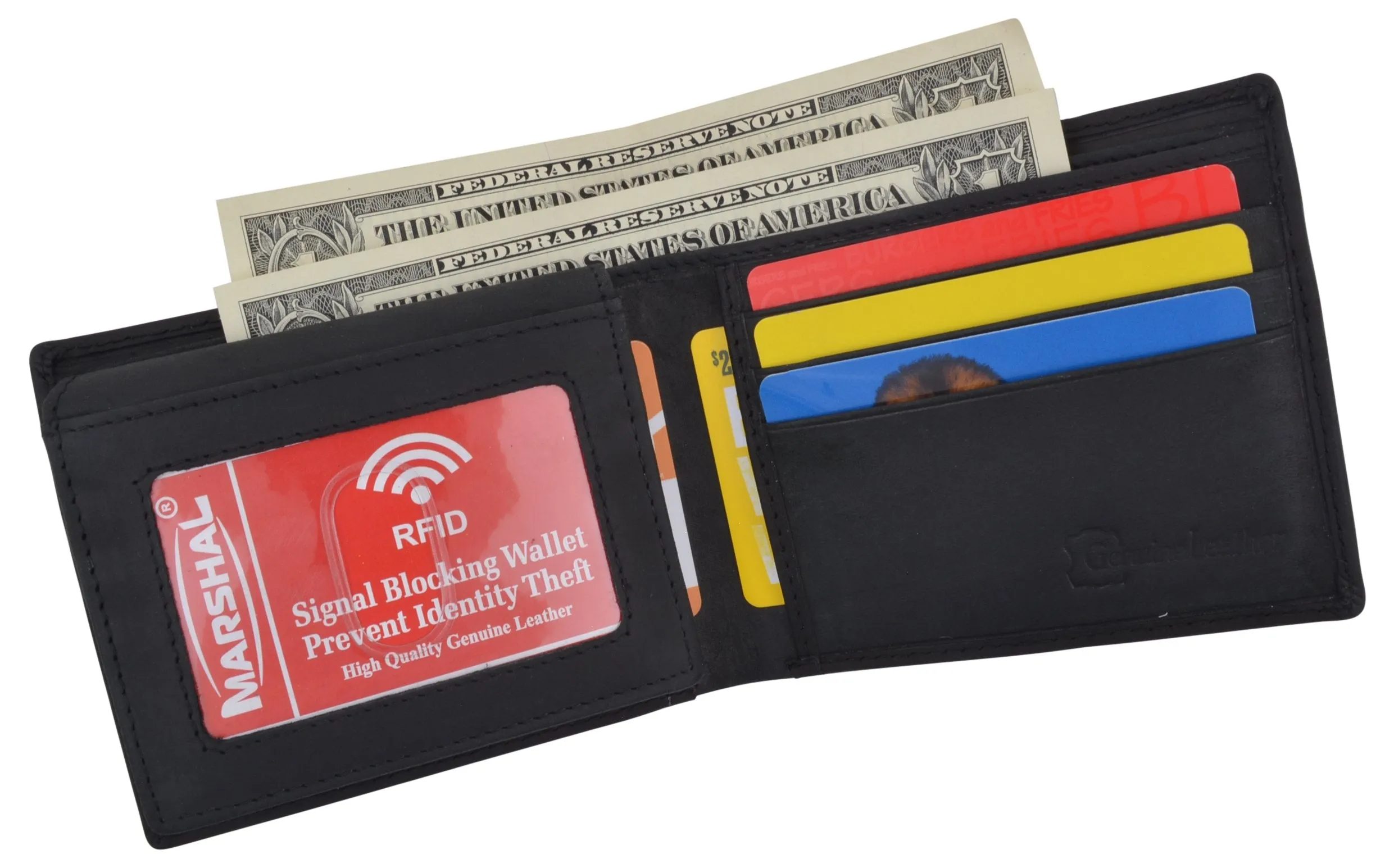Ying Yang Bifold Genuine Leather Mens RFID Credit Card ID Wallet / 53HTC Ying Yang