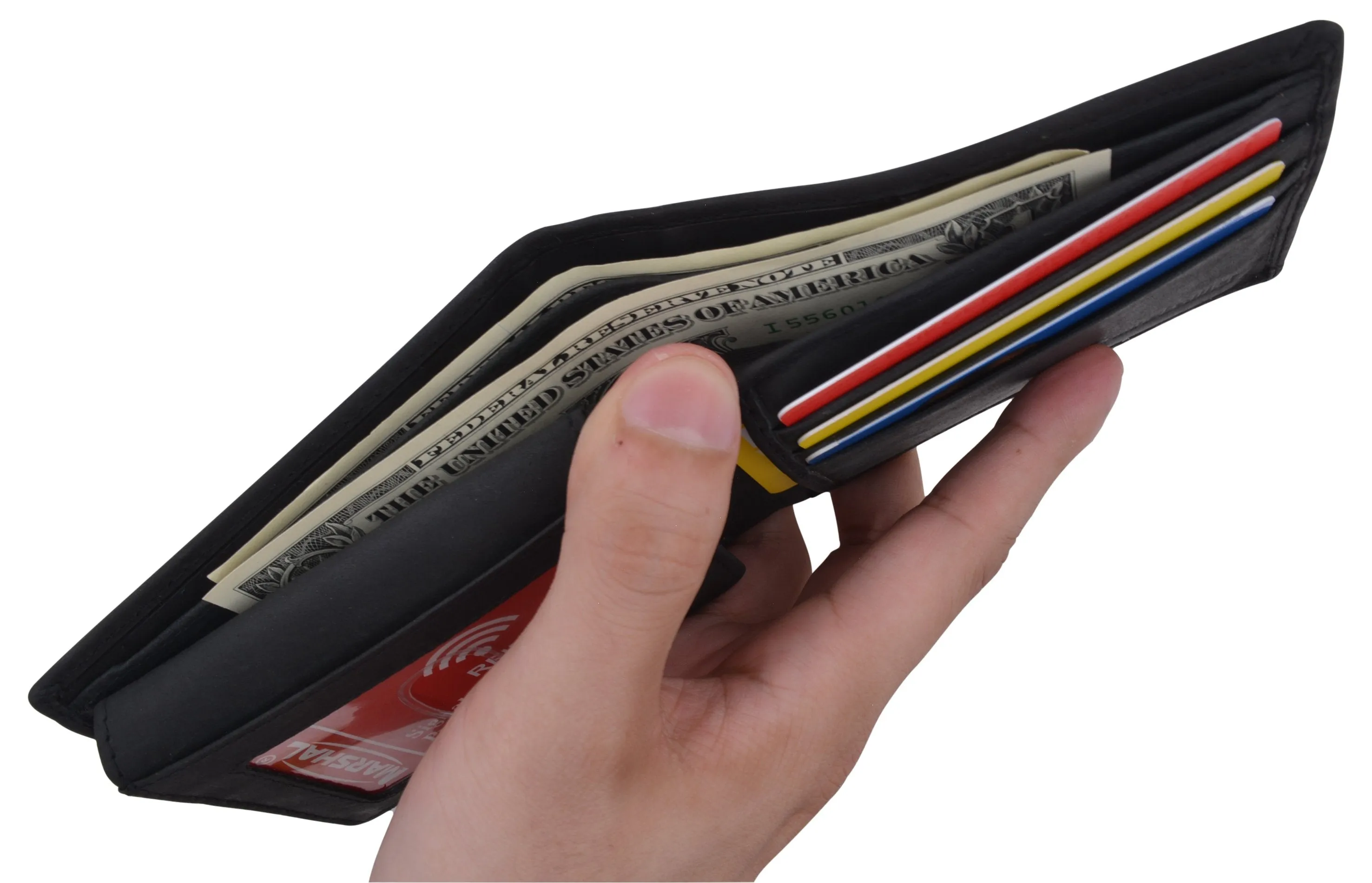 Ying Yang Bifold Genuine Leather Mens RFID Credit Card ID Wallet / 53HTC Ying Yang