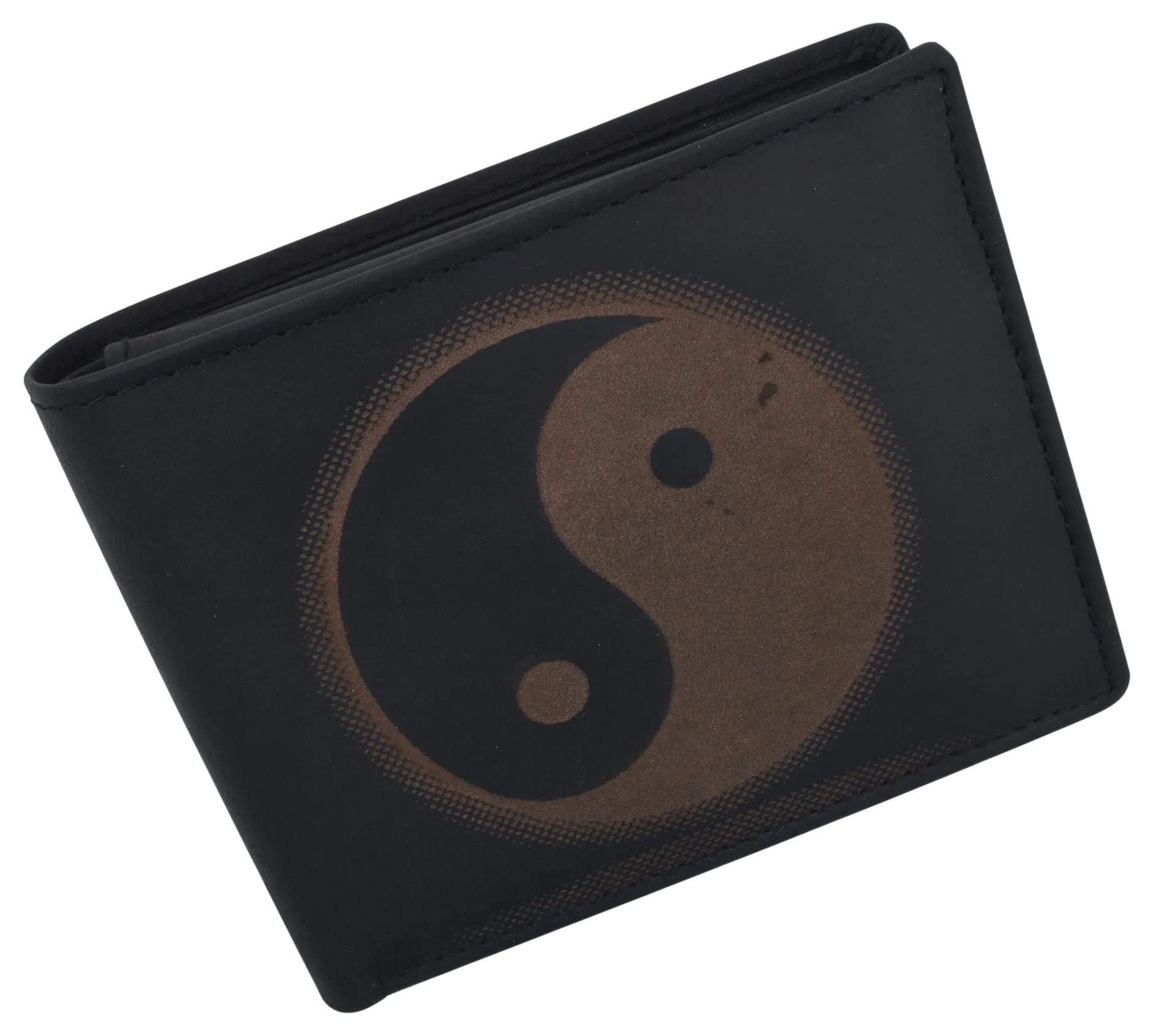 Ying Yang Bifold Genuine Leather Mens RFID Credit Card ID Wallet / 53HTC Ying Yang